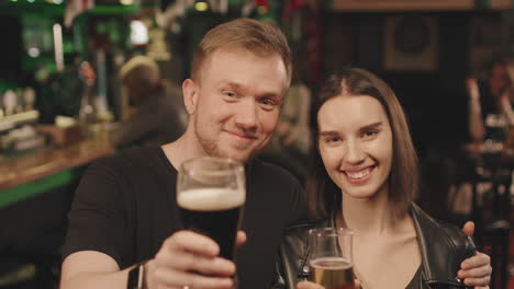 portrait of romantic couple at bar