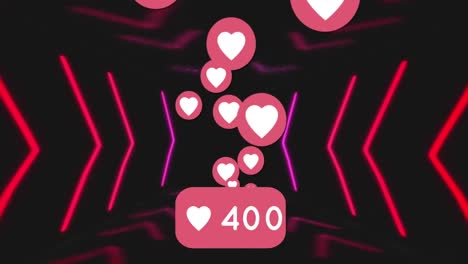 animation of media icons and shapes on black background