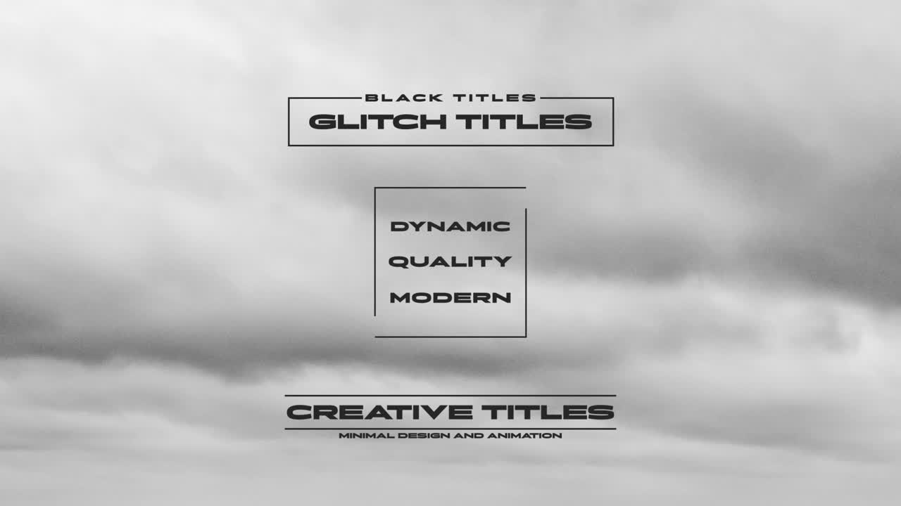 Glitch and Modern Titles on Cloudy Sky Background