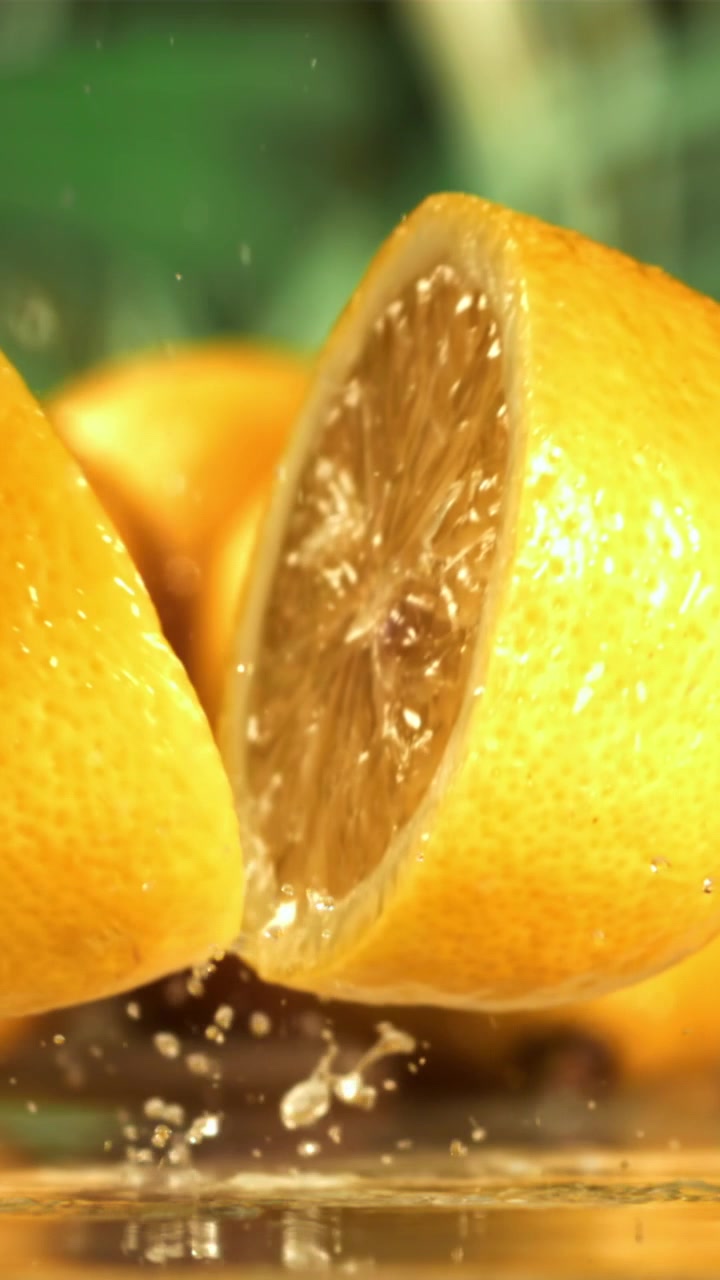 Lemon Segar Terbelah Dua Saat Jatuh ke dalam Air