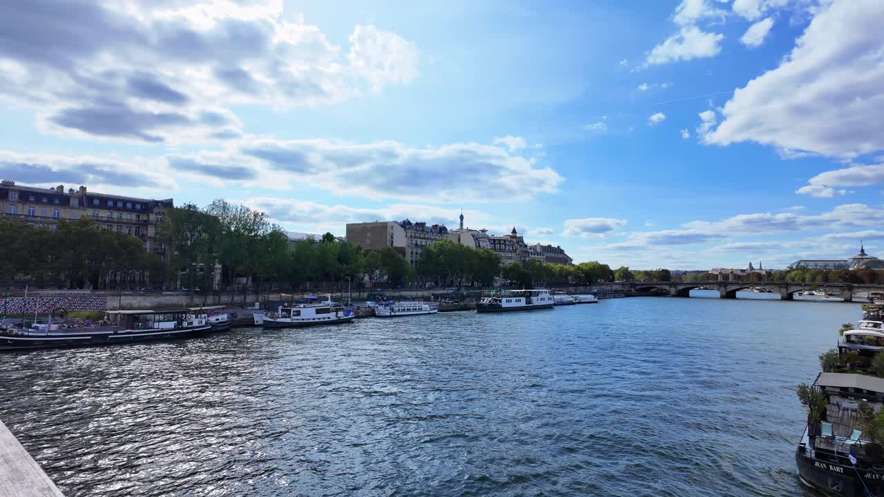 Seine river Paris France capital city day time touristic romantic town French