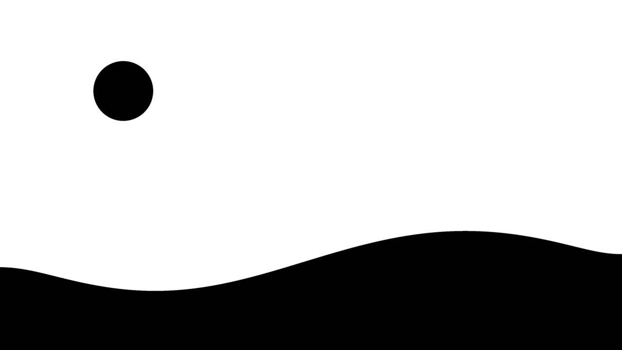 la bola negra abstracta salta desde la ola del mar. animación de la forma de punto de tinta negra en fondo blanco. bucle sin costuras. fondo animado de video.