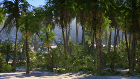 desert island with palm trees on the beach