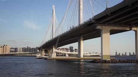 cable-stayed bridge over a river