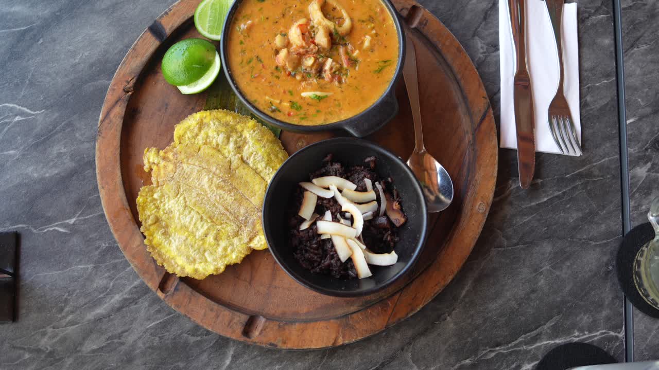 Colombian Pacific Food. Seafood Casserole Dish With Shrimps. Cazuela de Mariscos. Close Up