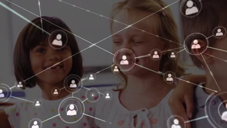animación de redes de conexiones entre diversos escolares