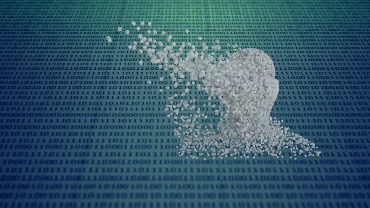 Moving human bust with data processing