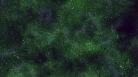 Universe-with-random-flying-stars-and-dust-in-green-clouds