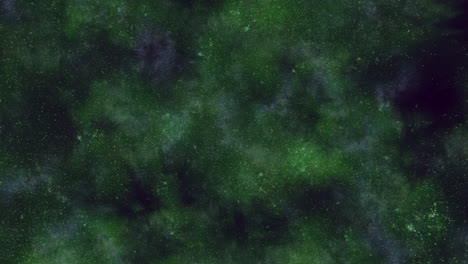 universo con estrellas voladoras aleatorias y polvo en nubes verdes