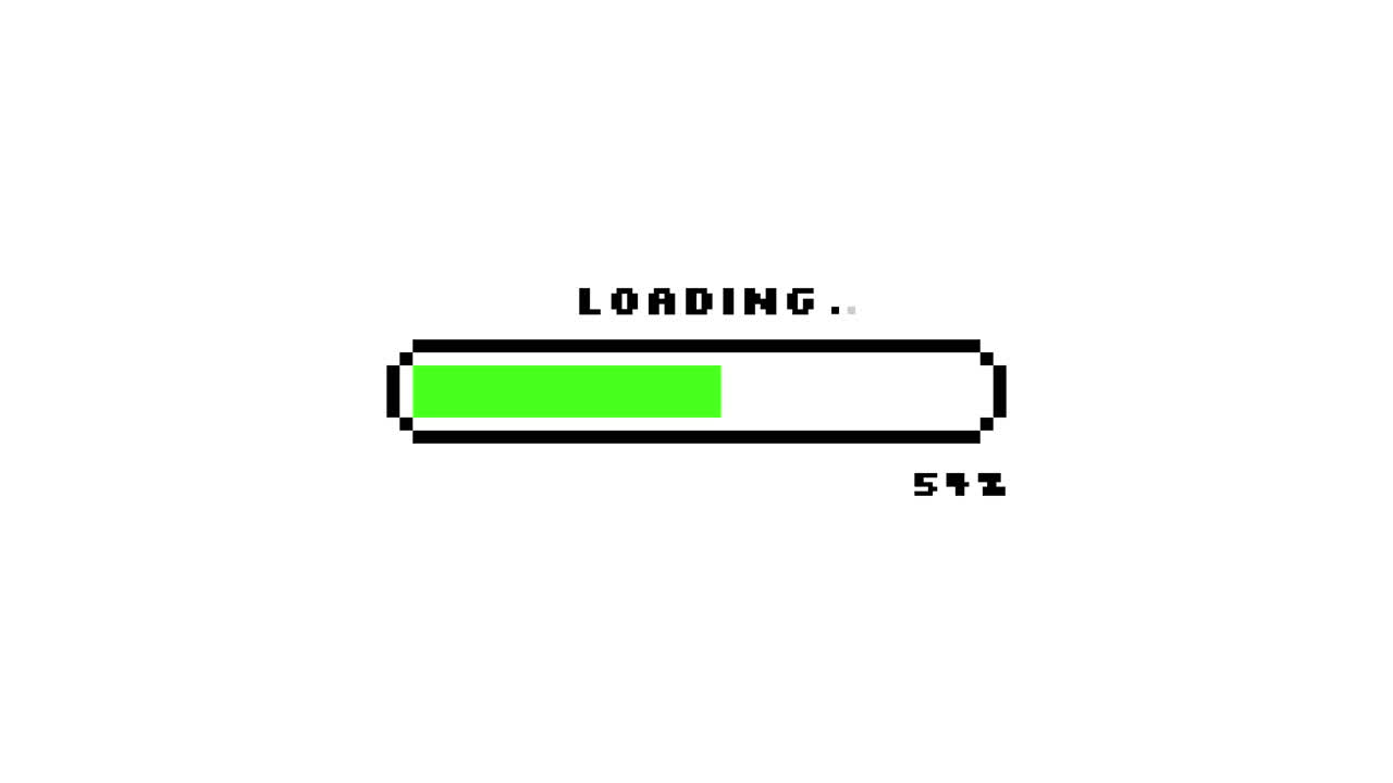 Pixel Art Loading Bar Animation with Percentage Progress