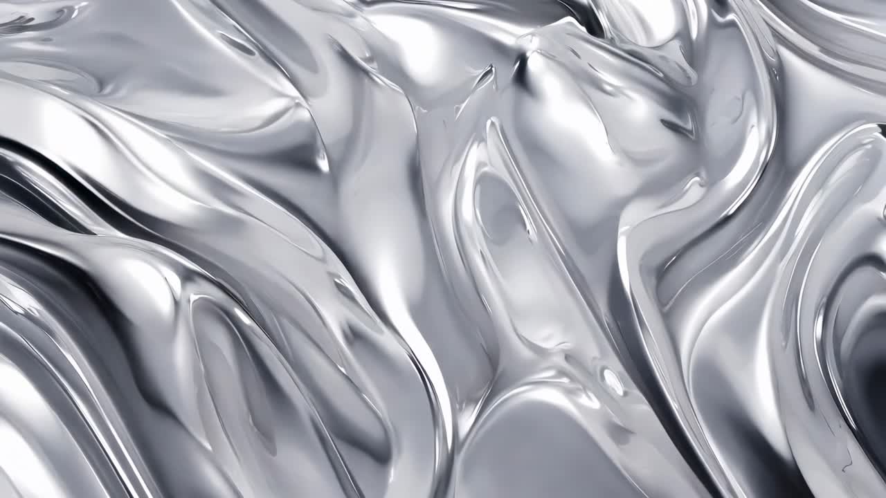 Video astratto di una superficie liquida metallica liscia e fluida.