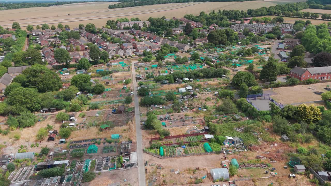 Newmarket council estate communal gardens neighbourhood England aerial drone housing United Kingdom
