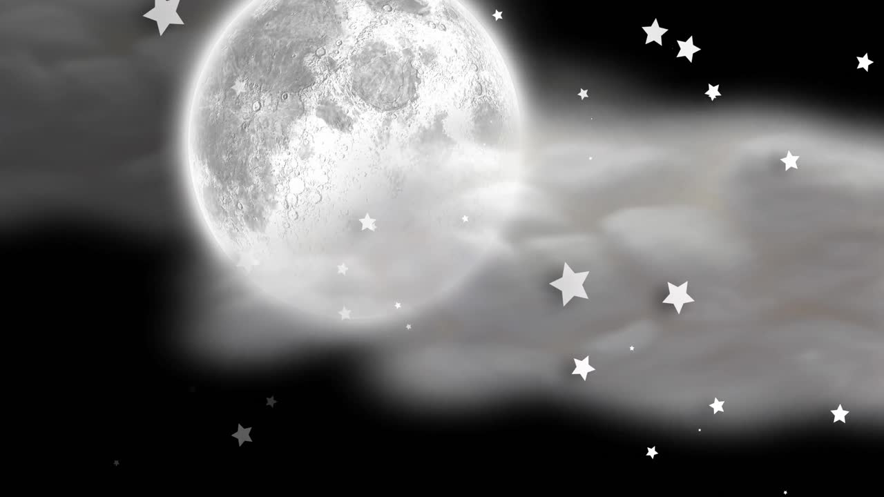 별과 회색 구름 배경 위의 지구의 애니메이션