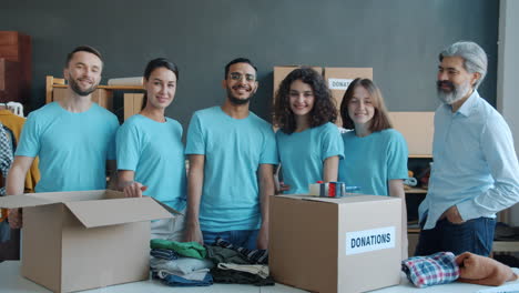 volunteers sorting donations