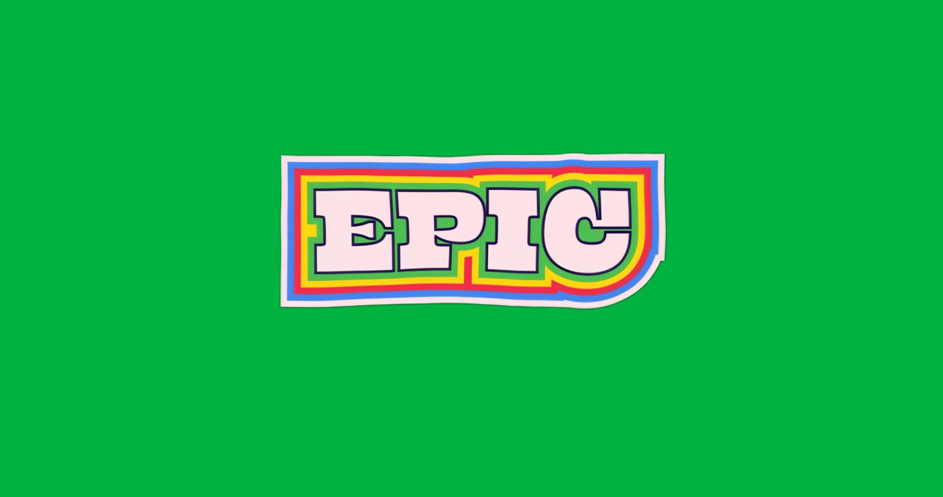 Grafico che posiziona il logo testuale EPIC su sfondo trasparente, mostrando contorni colorati annidati.