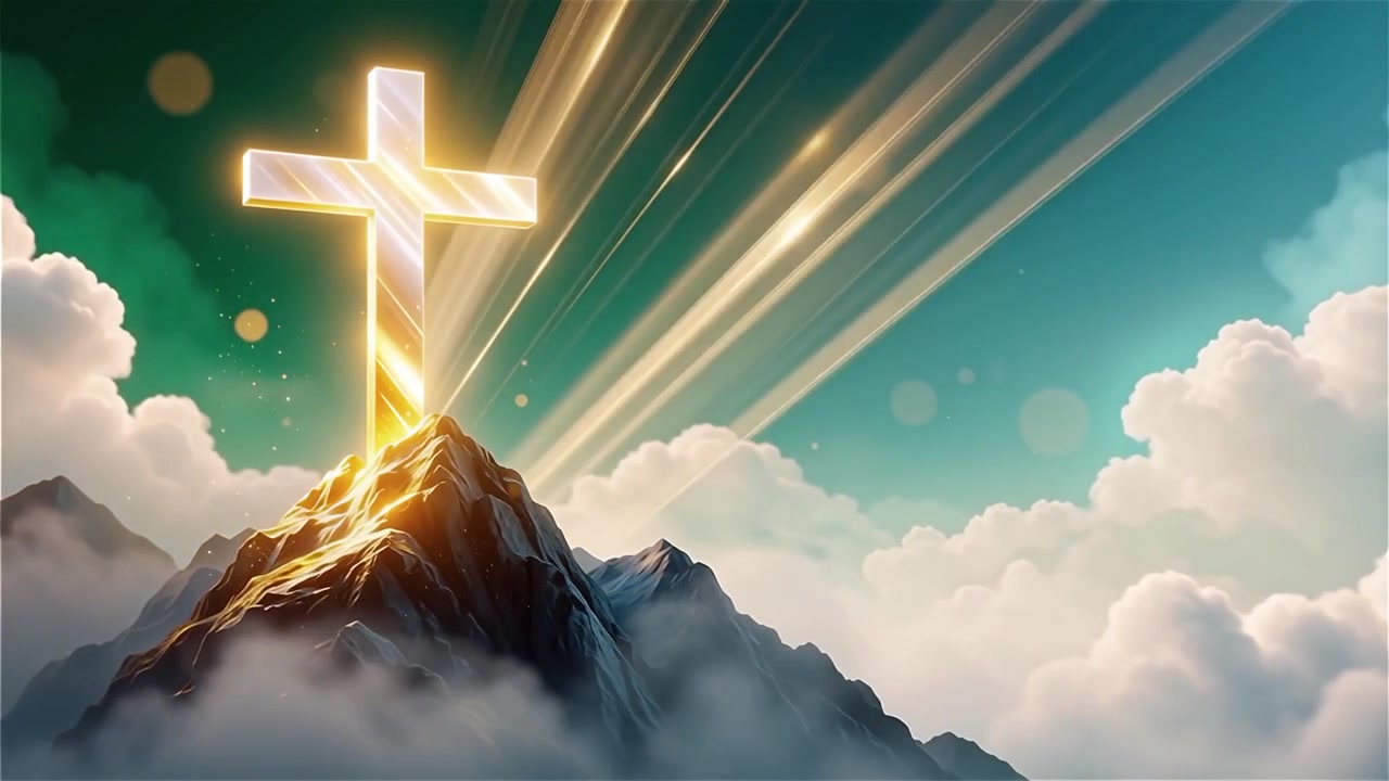 Christian Cross Heavenly Light Worship Background