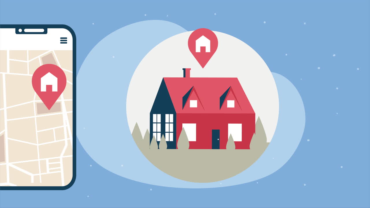Finding a Home: Real Estate Map Application | Premium Stock Video Footage