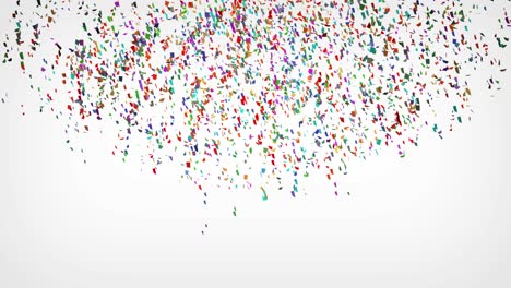 multi-colored confetti exploding on a white background with copy space