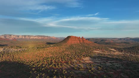 rock tower formations in sedona, arizona - aerial drone shot