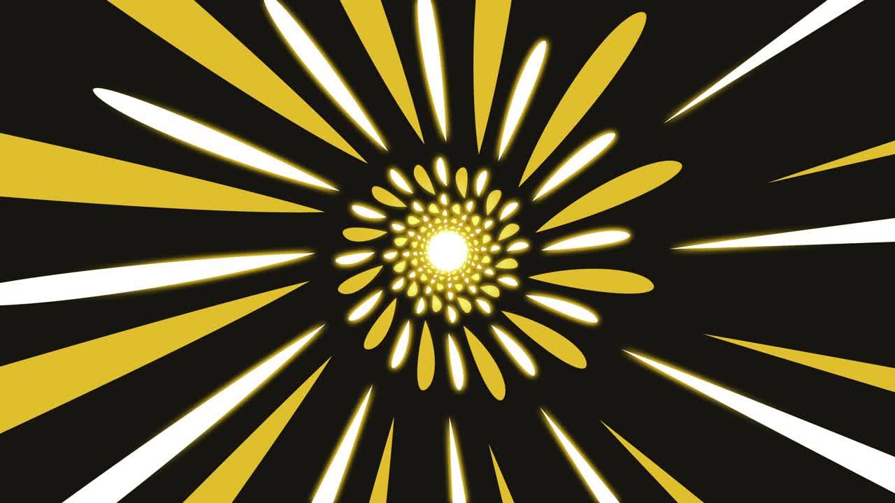 둥근 노란색 선으로 구형 우아한 배경을 가진 추상적인 애니메이션