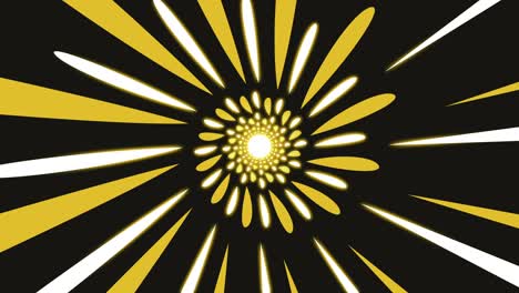animación abstracta con líneas amarillas redondeadas en bucle de fondo esférico elegante