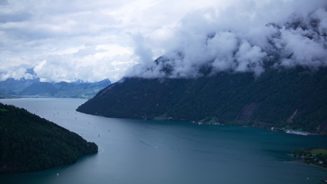 morschach, 스위스, 무디, 호수, 산, 범선