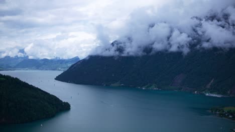 morschach, switzerland, moody, lake, mountains, sailboats