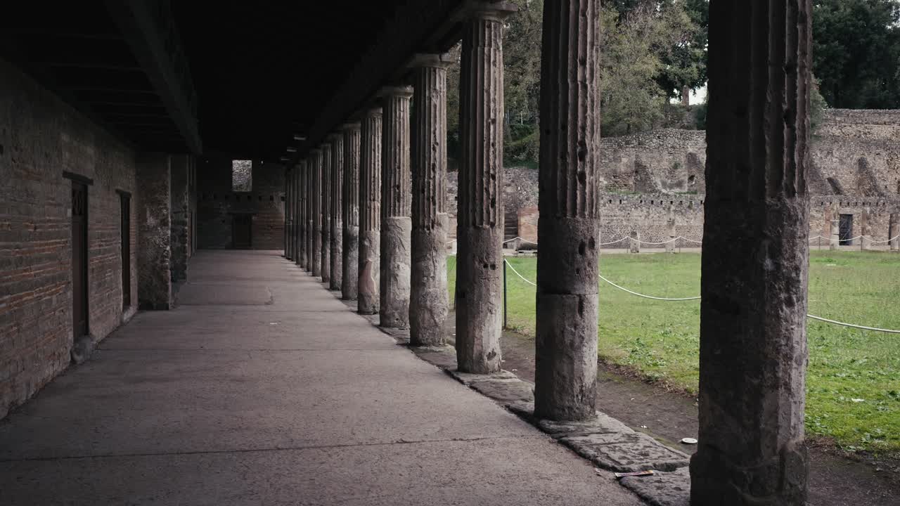 Colonnade walkway at Pompeii's Gladiators' Barracks