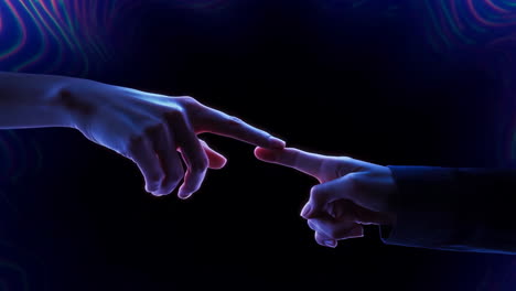 digital hands almost touching - connection in the abstract