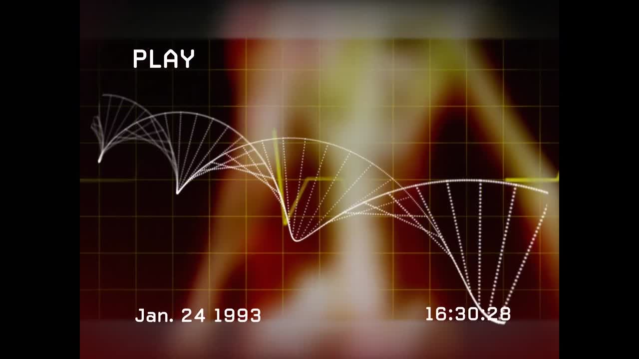 빨간색과 검은색 배경에 글리치, 그래프 및 심박수와 함께 화면의 애니메이션