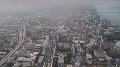 aerial overview of miami downtown