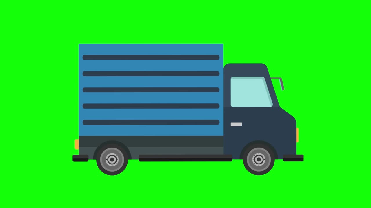 배달 트럭이 스튜디오로 이동하고 있습니다.