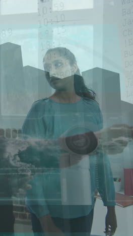 animación del procesamiento de datos financieros sobre diversas personas de negocios en la oficina