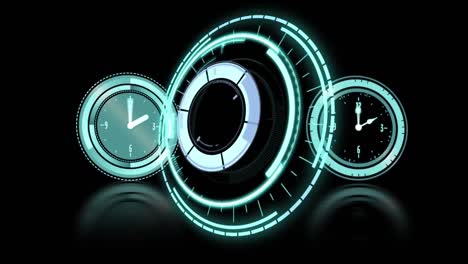 relojes en movimiento y escaneo de alcance