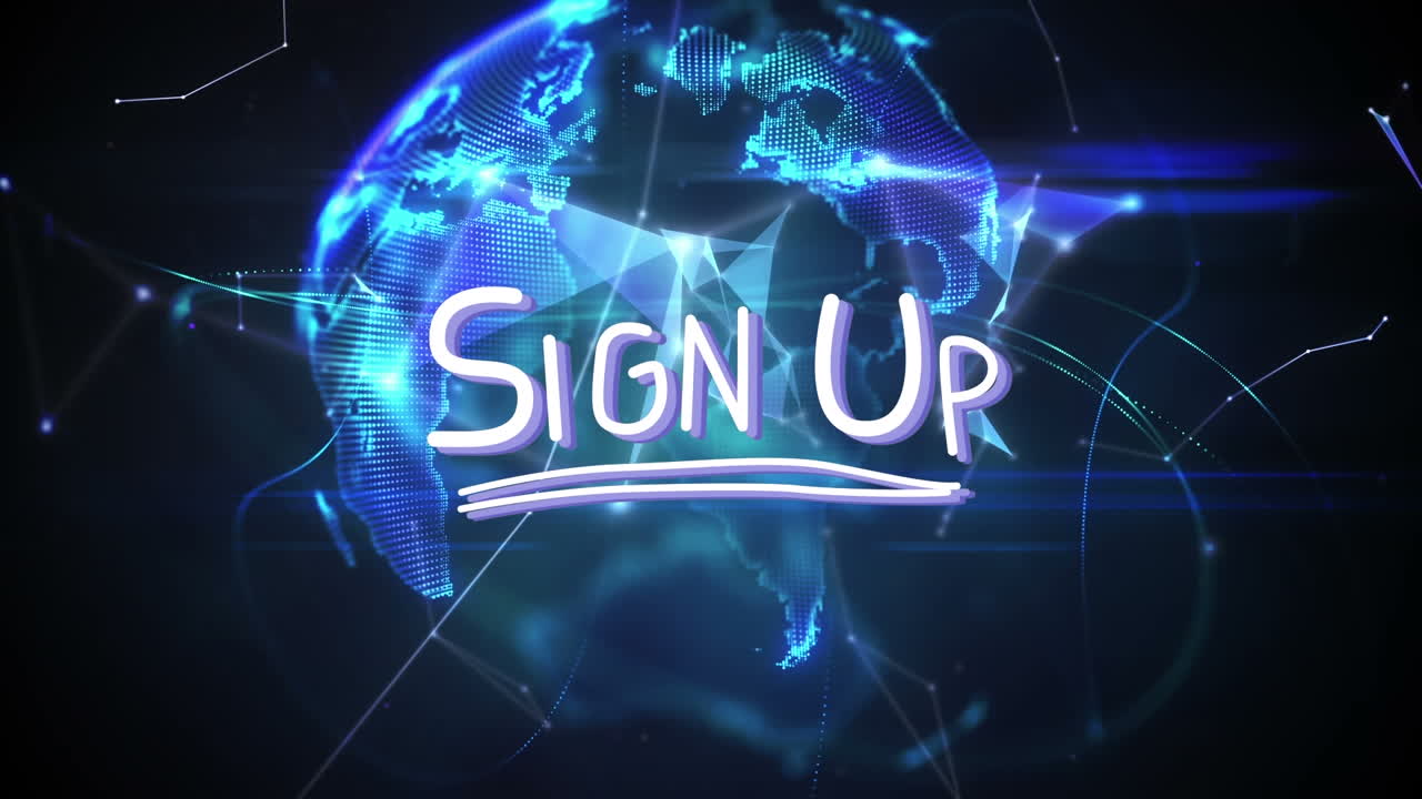 animación del texto de la señal sobre el globo