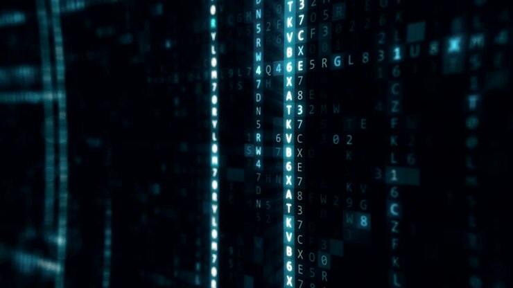 Randomly generated computer hexadecimal machine code abstract technological background of a seamless loop