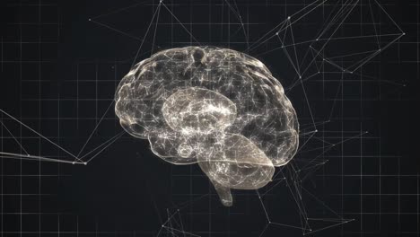 animation of glowing human brain with digital interface statistics numbers