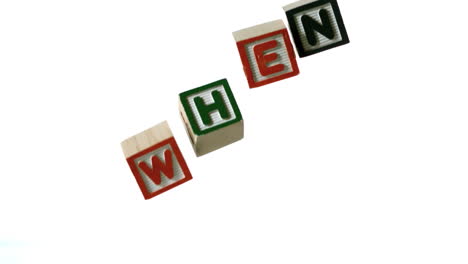 when spelled out in letter blocks falling down