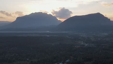 aerial view of doi luang chiang dao mountain in morning during golden hour sunset