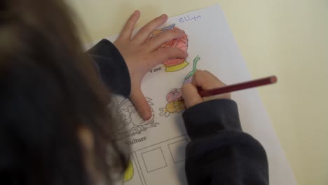 close up on a child coloring