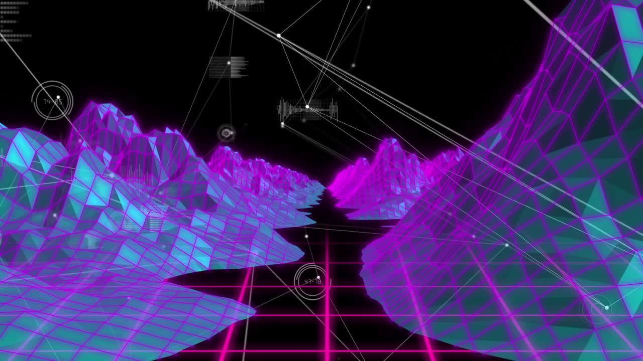 animación de la red de conexiones y procesamiento de datos sobre el metaverso