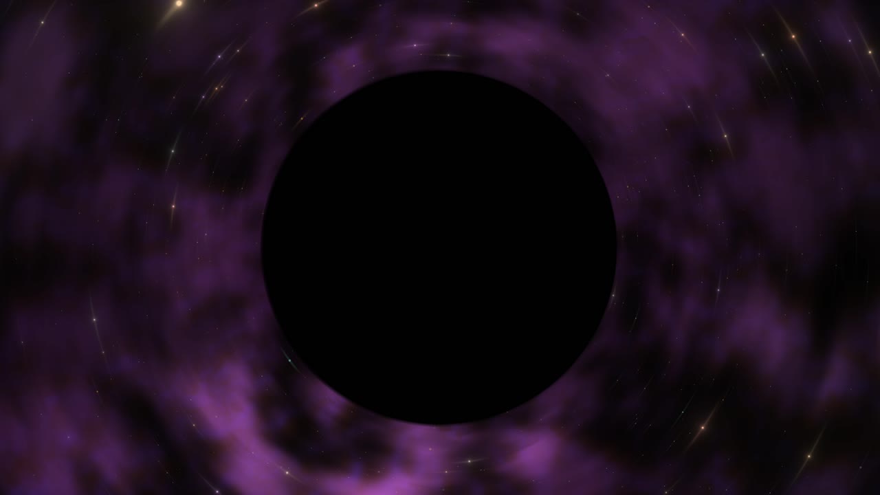 zoom lento en un agujero negro supermasivo en una nebulosa púrpura