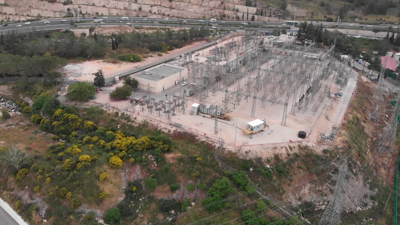 Flying over power station