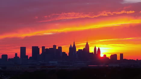 city skyline at sunrise