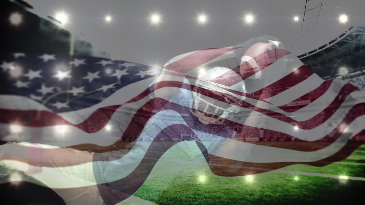 공을 점프하고 잡는 아메리칸 볼 선수의 애니메이션