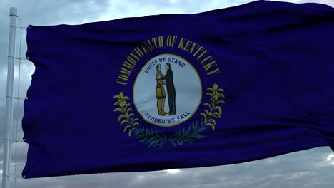 flag of kentucky waving in the wind against deep beautiful clouds sky