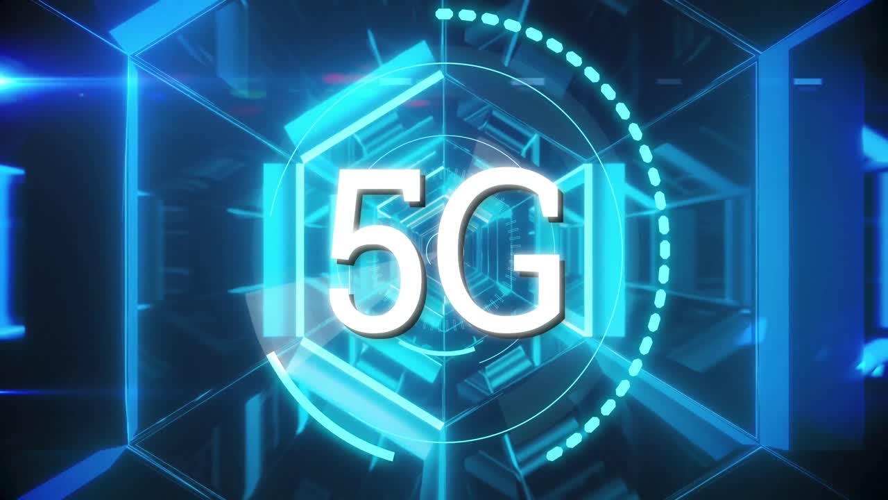 scansione del campo di applicazione 5g testo contro tunnel luminoso