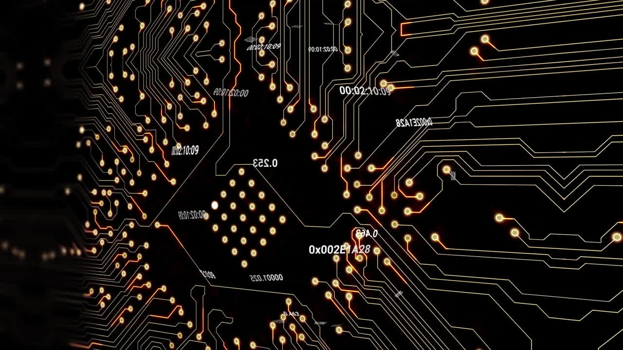 Animation of digital data processing over computer circuit board