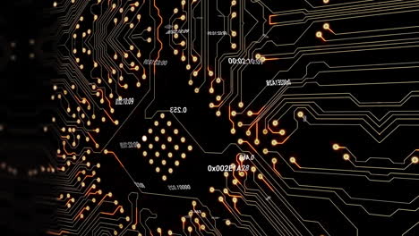 Animación-Del-Procesamiento-De-Datos-Digitales-Sobre-Una-Placa-De-Circuito-De-Computadora