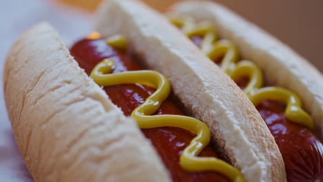close-up of a hot dog sandwich